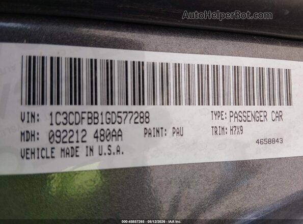 1C3CDFBB1GD577288 2016 DODGE DART Gray Շարժիչի բաժամունքի տեսք