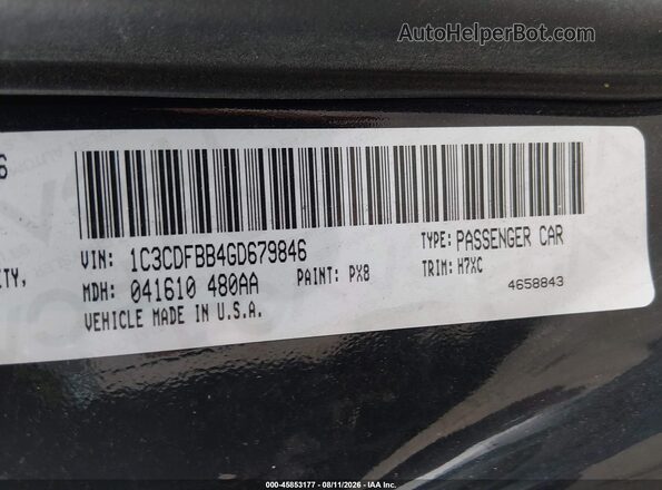 1C3CDFBB4GD679846 2016 DODGE DART Black Engine compartment view