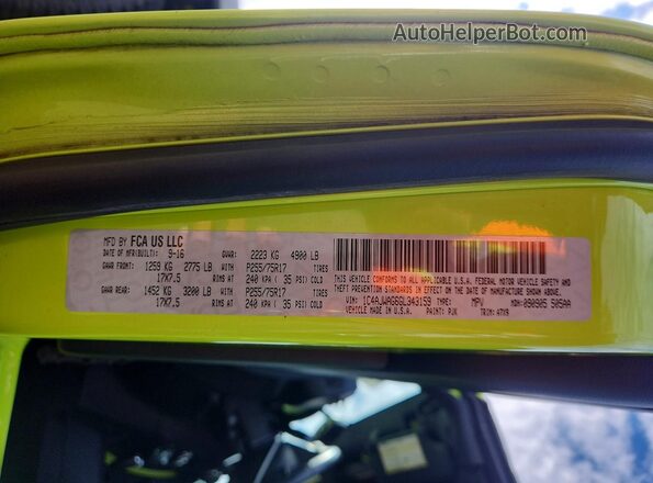 1C4AJWAG6GL343159 2016 JEEP WRANGLER Green Շարժիչի բաժամունքի տեսք