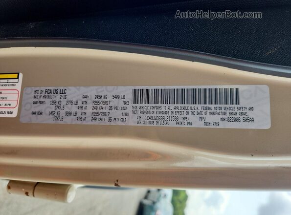 1C4BJWDG9GL211500 2016 JEEP WRANGLER Tan 360 interior view