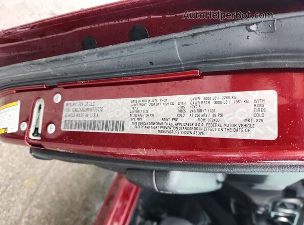 1C4GJXAG9MW775772 2021 JEEP WRANGLER Burgundy Engine compartment view