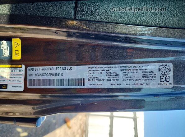 1C4HJXDG2PW595117 2023 JEEP WRANGLER Gray VIN sticker view
