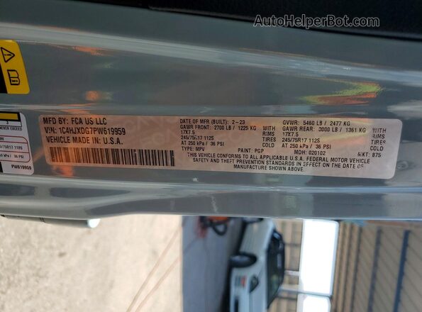 1C4HJXDG7PW619959 2023 JEEP WRANGLER Turquoise VIN sticker view