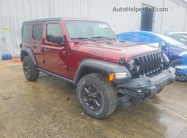 1C4HJXDG8MW650326 2021 JEEP WRANGLER Бордовый Передняя правая четверть