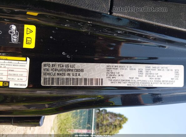 1C4HJXDG9MW738348 2021 JEEP WRANGLER UNLIMITED Черный Вид подкапотного пространства