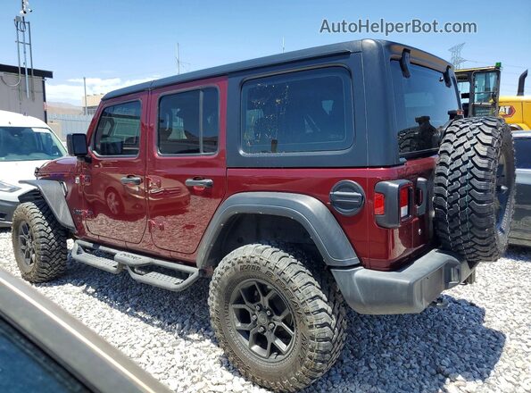 1C4HJXDM0MW791879 2021 JEEP WRANGLER Burgundy Задня ліва чверть
