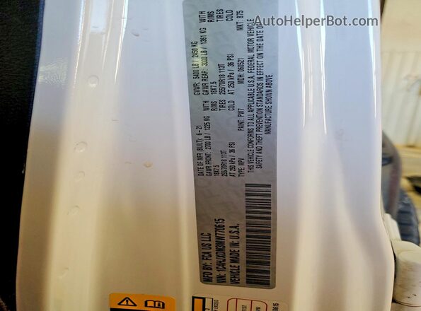 1C4HJXDN3MW770615 2021 JEEP WRANGLER White Вид наклейки з VIN-кодом