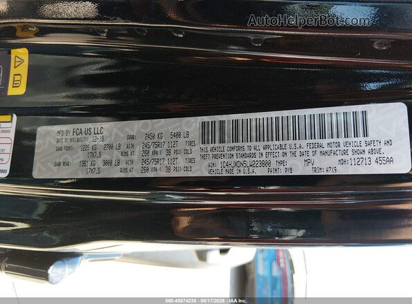 1C4HJXDN5LW223800 2020 JEEP WRANGLER UNLIMITED Black Շարժիչի բաժամունքի տեսք