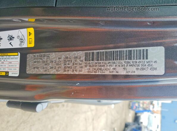 1C4HJXDN8LW143147 2020 JEEP WRANGLER Gray Вид наклейки з VIN-кодом