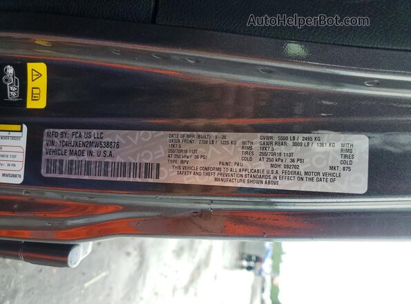 1C4HJXEN2MW538876 2021 JEEP WRANGLER Gray Vista de la etiqueta del VIN
