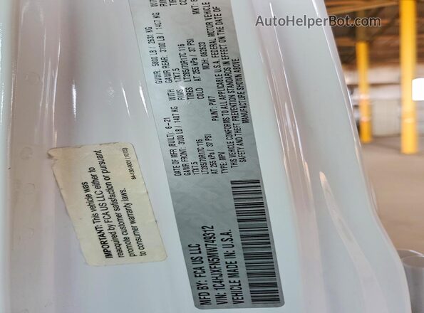 1C4HJXFN5MW749312 2021 JEEP WRANGLER White VIN կոդի պիտակի տեսք