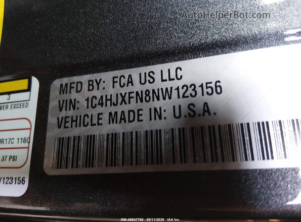 1C4HJXFN8NW123156 2022 JEEP WRANGLER UNLIMITED Gray Vista del compartimento del motor
