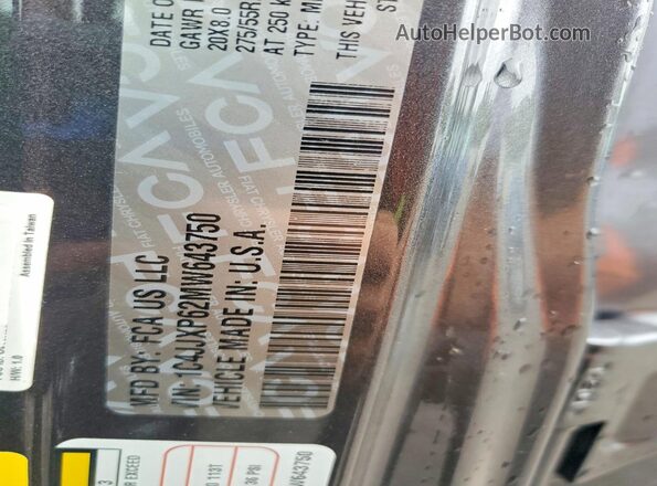 1C4JJXP62MW643750 2021 JEEP WRANGLER Gray Widok naklejki z numerem VIN