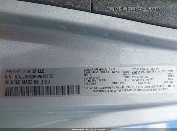 1C4JJXP63PW672405 2023 JEEP WRANGLER Silver Շարժիչի բաժամունքի տեսք