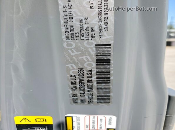 1C4JJXR65PW703554 2023 JEEP WRANGLER Серый Вид наклейки с VIN-кодом