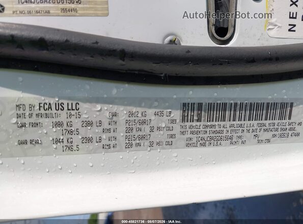1C4NJCBA2GD615646 2016 JEEP COMPASS White ძრავის განყოფილების ხედი