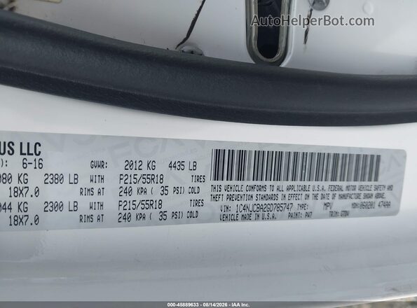 1C4NJCBA2GD785747 2016 JEEP COMPASS White Вид підкапотного простору