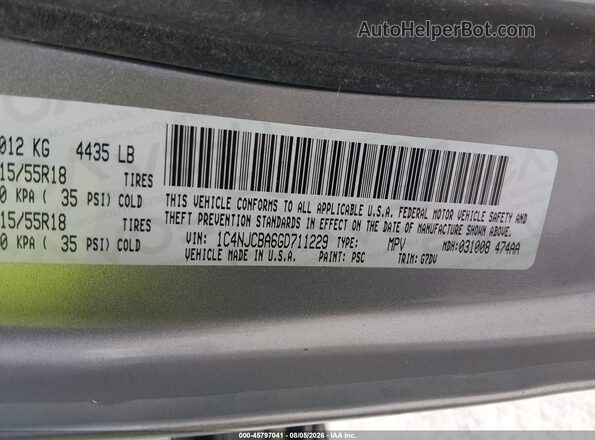 1C4NJCBA6GD711229 2016 JEEP COMPASS Gray Vista del compartimento del motor