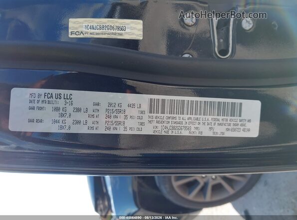 1C4NJCBB2GD679503 2016 JEEP COMPASS Black Widok komory silnika