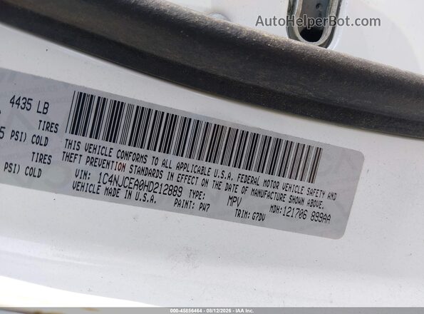 1C4NJCEA0HD212889 2017 JEEP COMPASS Белый Вид подкапотного пространства