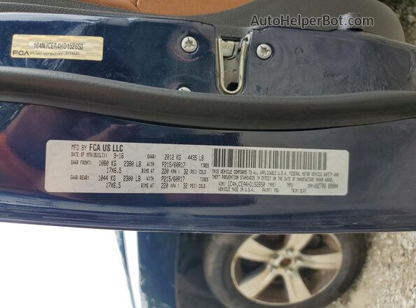 1C4NJCEA4HD152650 2017 JEEP COMPASS Blue VIN კოდის სტიკერის ხედი