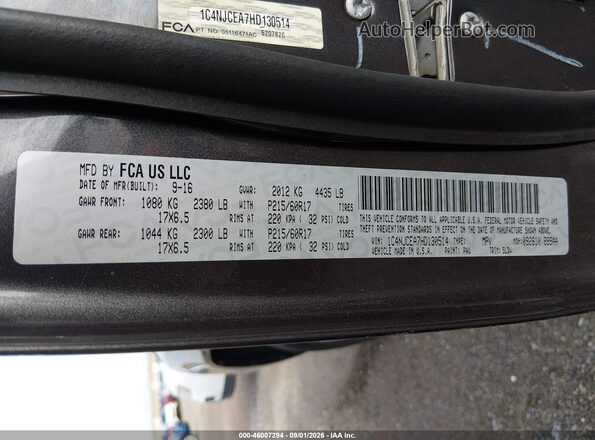 1C4NJCEA7HD130514 2017 JEEP COMPASS Серый Вид подкапотного пространства