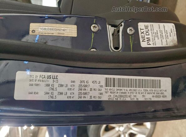 1C4NJDBB0GD551461 2016 JEEP COMPASS Blue Vista de la etiqueta del VIN