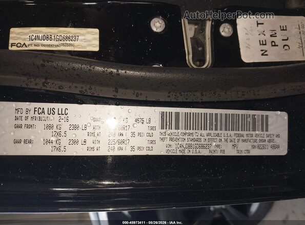 1C4NJDBB1GD686237 2016 JEEP COMPASS Black Вид підкапотного простору