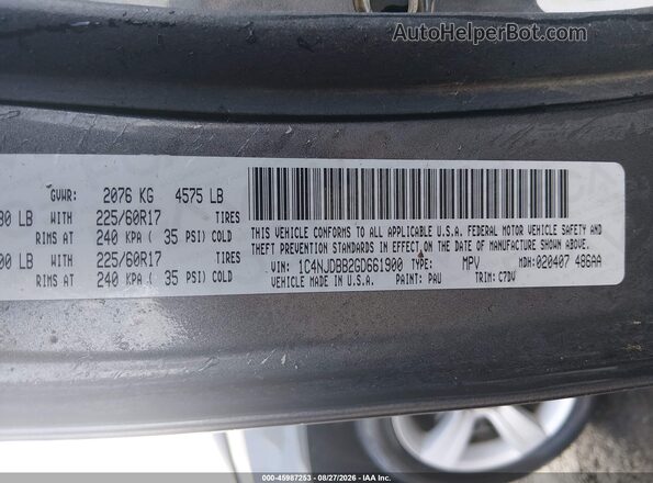 1C4NJDBB2GD661900 2016 JEEP COMPASS Gray Вид підкапотного простору
