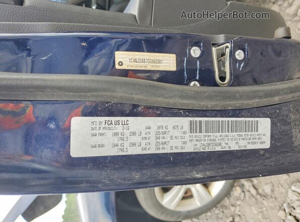 1C4NJDBB7GD662881 2016 JEEP COMPASS Blue Вид наклейки з VIN-кодом