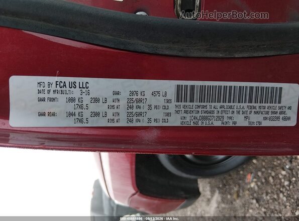 1C4NJDBB8GD712929 2016 JEEP COMPASS Red Vista del compartimento del motor