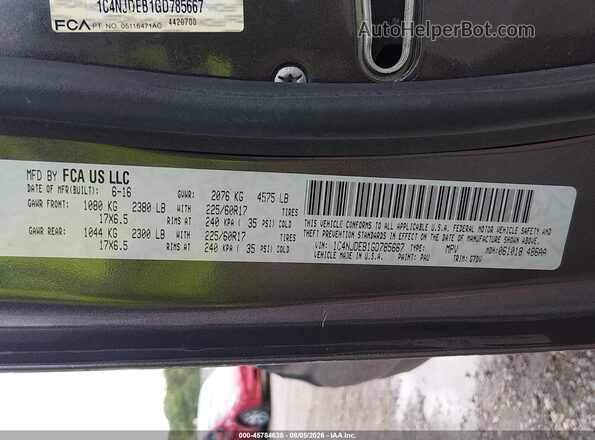1C4NJDEB1GD785667 2016 JEEP COMPASS Серый Вид подкапотного пространства