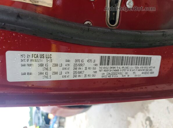 1C4NJDEB2GD747011 2016 JEEP COMPASS Burgundy Widok naklejki z numerem VIN