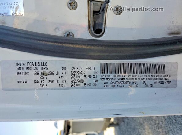 1C4NJPBA2GD528028 2016 JEEP PATRIOT White Вид наклейки з VIN-кодом