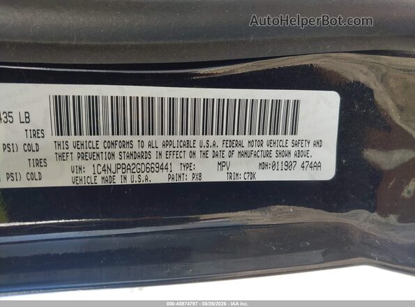 1C4NJPBA2GD669441 2016 JEEP PATRIOT Black Vista del compartimento del motor