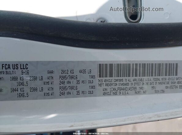 1C4NJPBA4HD145709 2017 JEEP PATRIOT White Vista del compartimento del motor