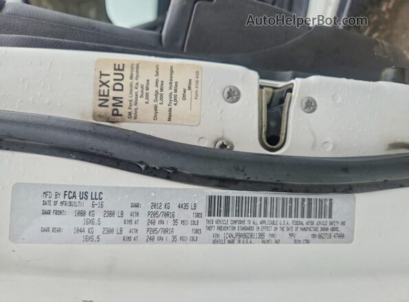 1C4NJPBA9GD811395 2016 JEEP PATRIOT Белый Вид наклейки с VIN-кодом
