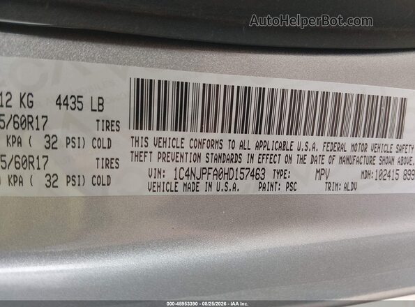 1C4NJPFA0HD157463 2017 JEEP PATRIOT Серебряный Вид подкапотного пространства