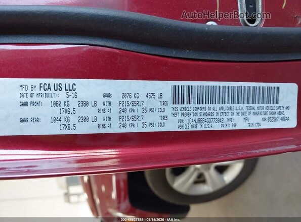 1C4NJRBB4GD772042 2016 JEEP PATRIOT Red Widok komory silnika