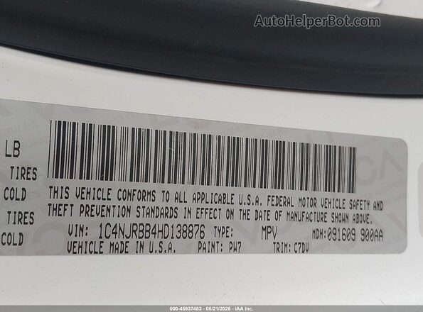 1C4NJRBB4HD138876 2017 JEEP PATRIOT White Widok komory silnika