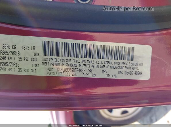 1C4NJRBB5GD594657 2016 JEEP PATRIOT Red Vista del compartimento del motor