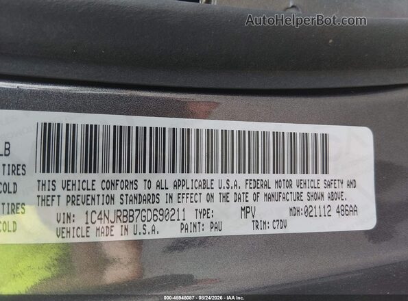 1C4NJRBB7GD690211 2016 JEEP PATRIOT Серый Вид подкапотного пространства