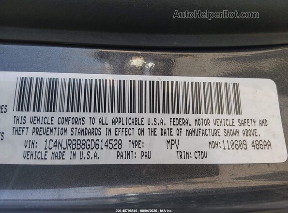 1C4NJRBB8GD614528 2016 JEEP PATRIOT Gray Engine compartment view