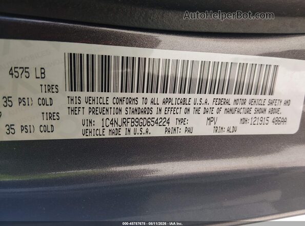 1C4NJRFB9GD654224 2016 JEEP PATRIOT Gray Շարժիչի բաժամունքի տեսք