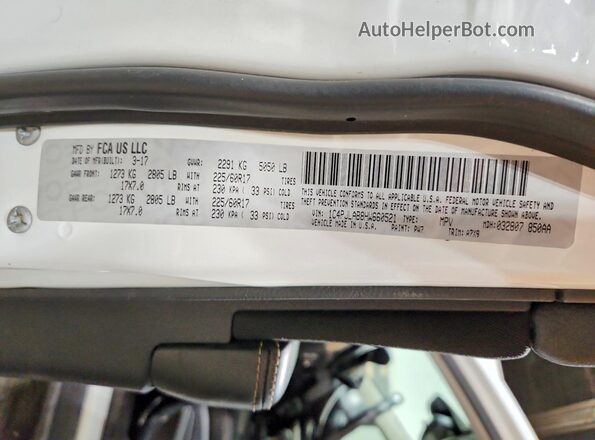 1C4PJLAB8HW660521 2017 JEEP CHEROKEE Белый Вид наклейки с VIN-кодом