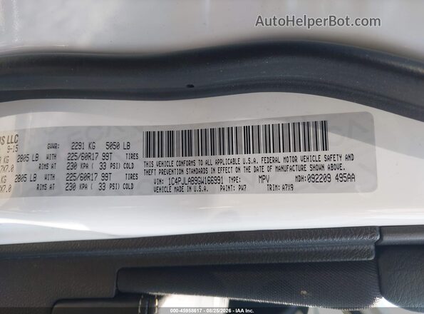 1C4PJLAB9GW166991 2016 JEEP CHEROKEE White Շարժիչի բաժամունքի տեսք