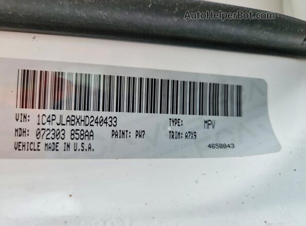 1C4PJLABXHD240433 2017 JEEP CHEROKEE White Vista de la etiqueta del VIN