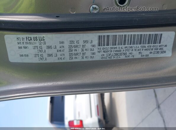 1C4PJLCB8KD357903 2019 JEEP CHEROKEE Brown Вид підкапотного простору