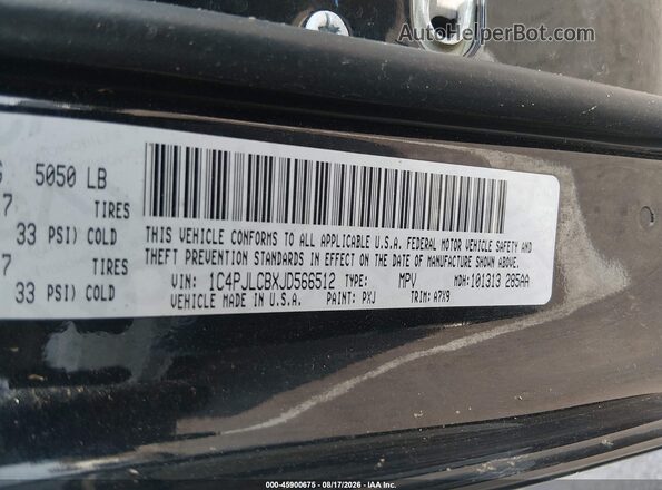 1C4PJLCBXJD566512 2018 JEEP CHEROKEE Черный Вид подкапотного пространства