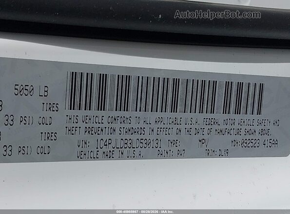 1C4PJLDB3LD530131 2020 JEEP CHEROKEE Белый Вид подкапотного пространства